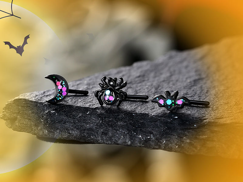 Amazon.com: MeIighting 3PCS Black Nose Rings 20G Halloween Nose